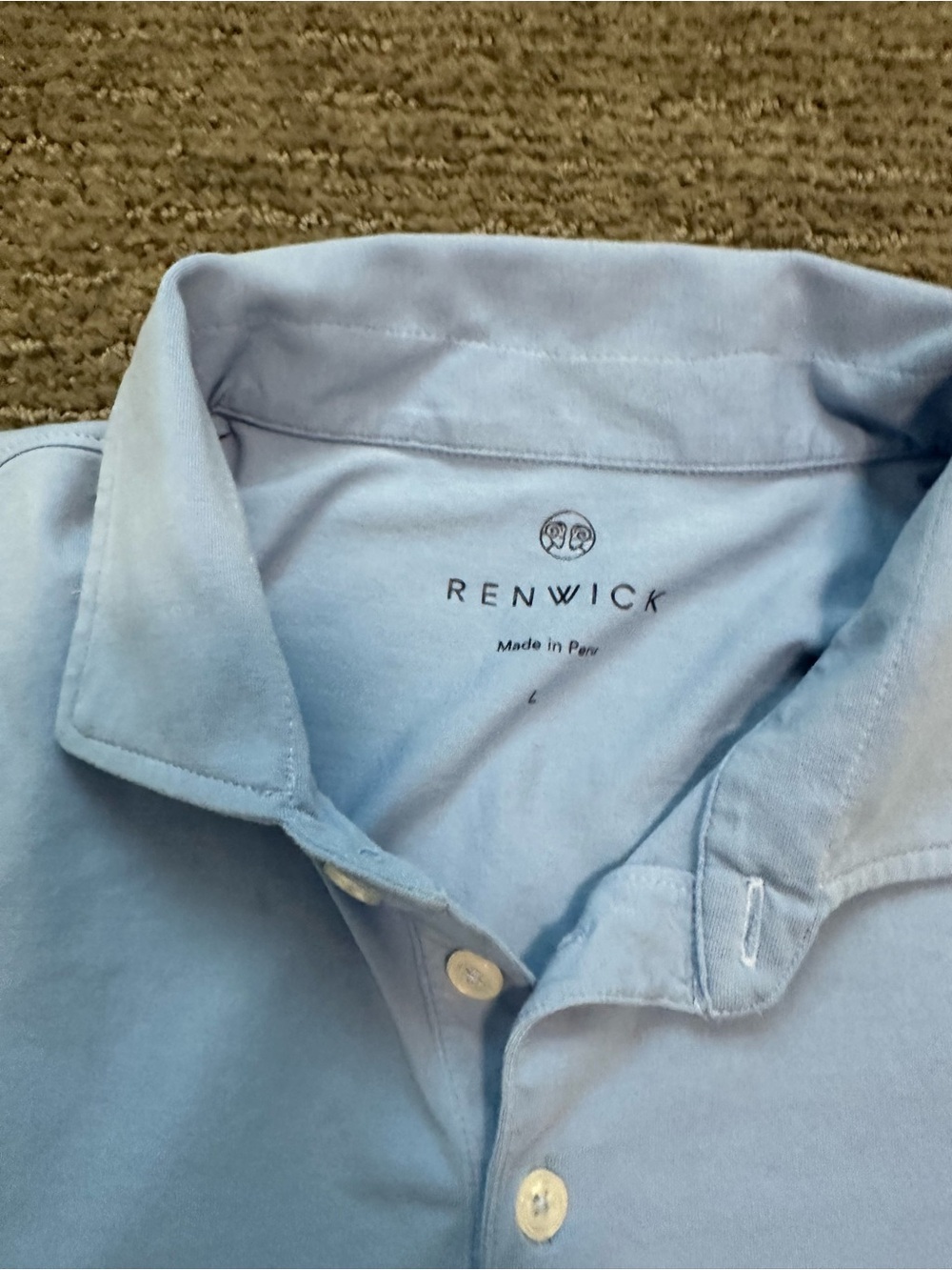 Renwick Women's Light Blue Three-Quarter Sleeve Polo - Picture 3 of 3
